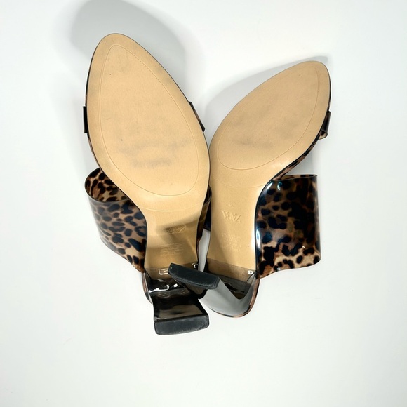 Zara Leopard Print Open Toed Heeled Mules | 39 - Picture 5 of 7